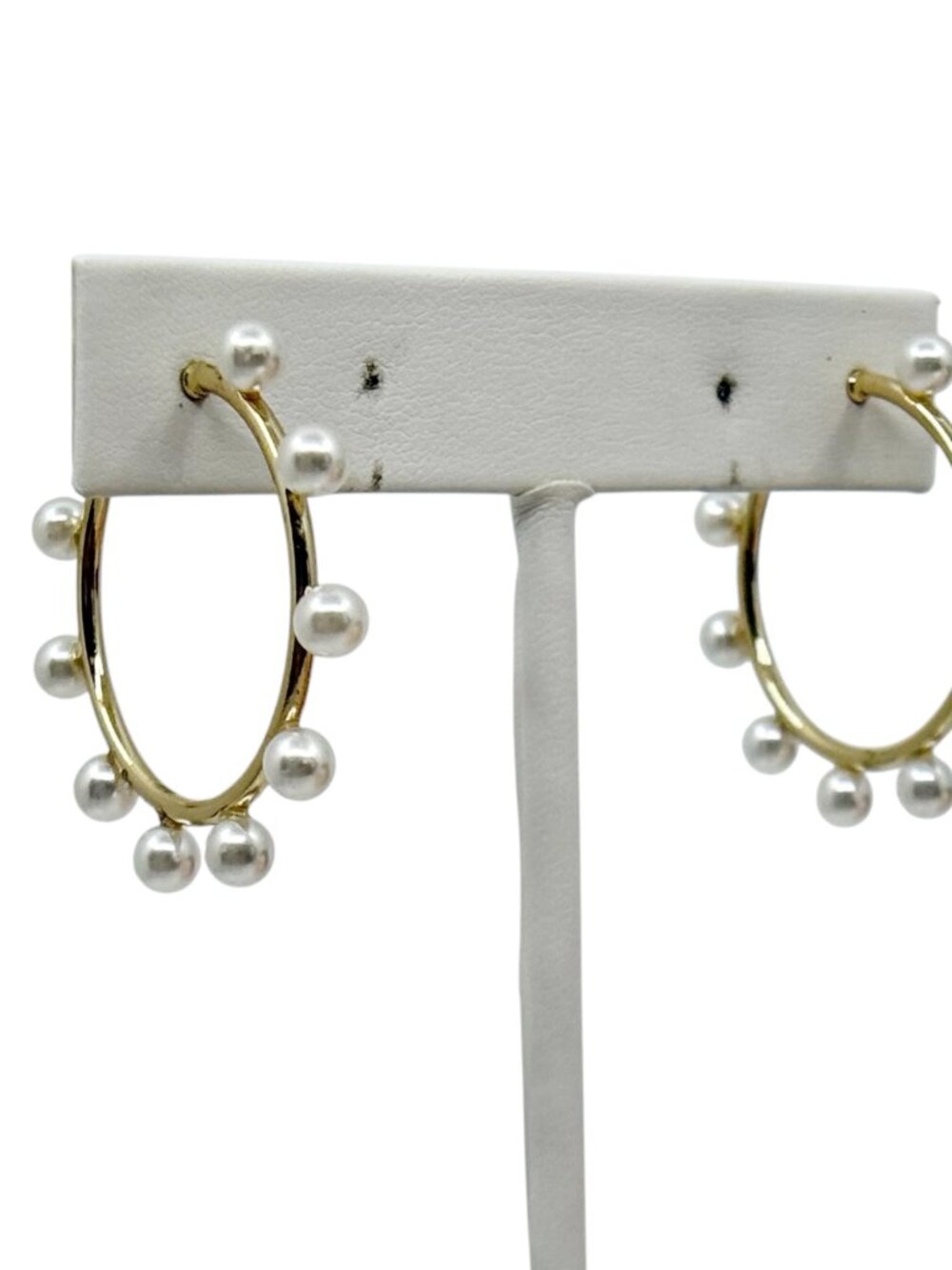 Banana Republic Gold tone pearl hoop earrings